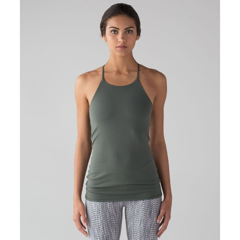 Lululemon Sun Setter Tank B/C Cup Light Support Size 8 Dark Forest Green Nulu